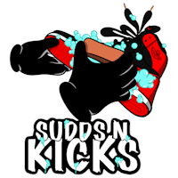 suddn kicks - a black and white sticker with the words suddn kicks